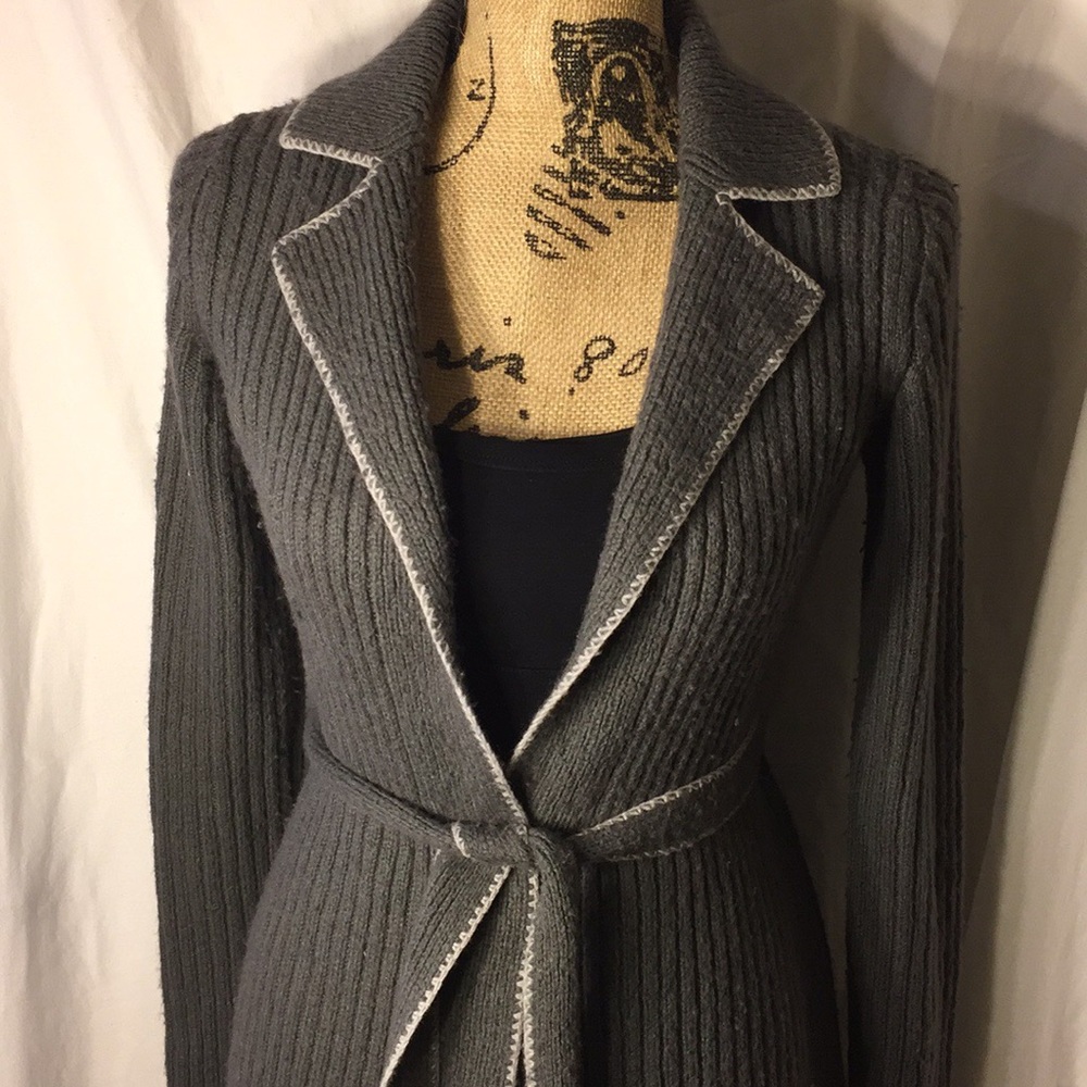 Ann Taylor Long Belted Sweater